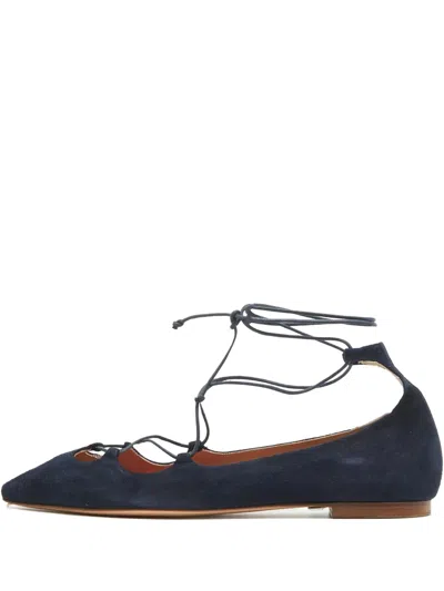 Pre-owned Carolina Herrera Vintage Suede Lace-up Flats