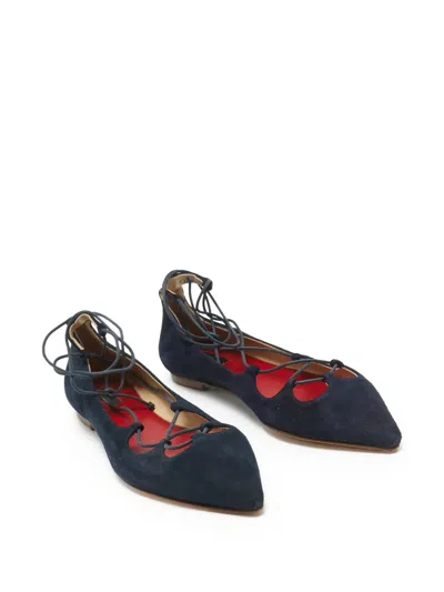 Pre-owned Carolina Herrera Vintage Suede Lace-up Flats