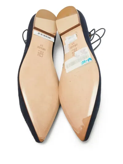 Pre-owned Carolina Herrera Vintage Suede Lace-up Flats