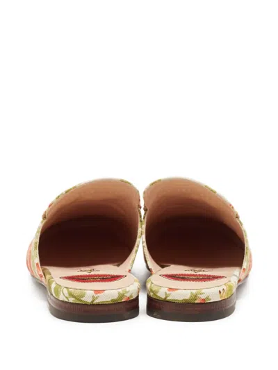 Pre-owned Gucci Floral-motif Leather Slides