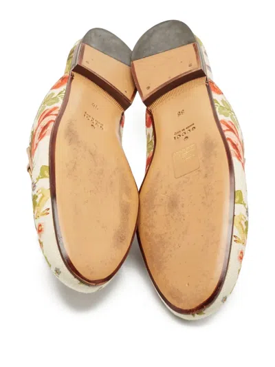 Pre-owned Gucci Floral-motif Leather Slides