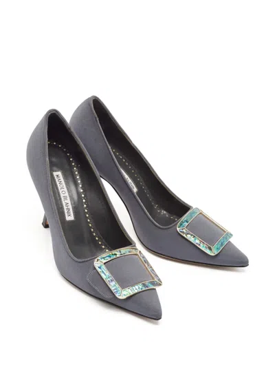 Pre-owned Manolo Blahnik  80mm Maysale Satin Pointed-toe Pumps