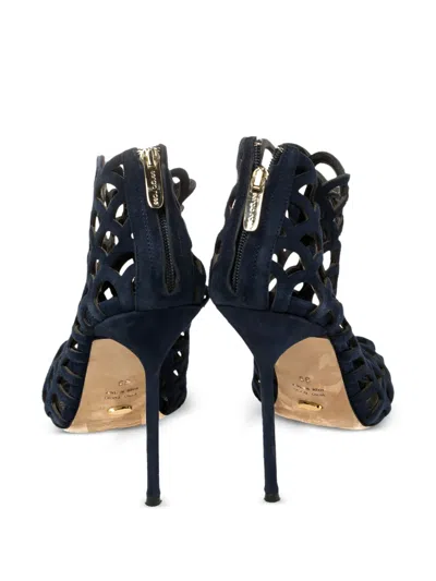 Pre-owned Sergio Rossi Vintage 115mm Scalloped Crystal-embellished Booties