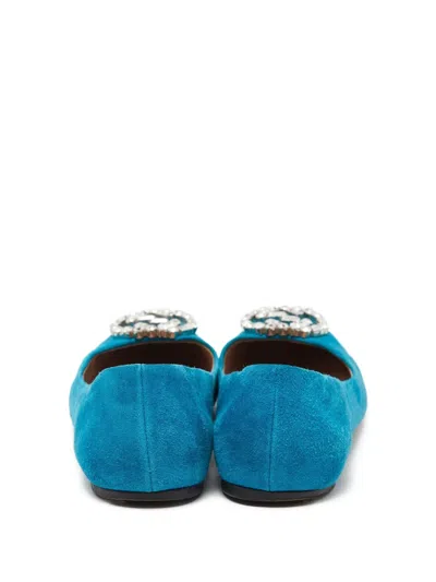 Pre-owned Gucci Interlocking G Crystal-embellished Ballet Flat