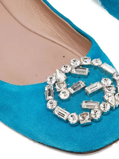 Pre-owned Gucci Interlocking G Crystal-embellished Ballet Flat
