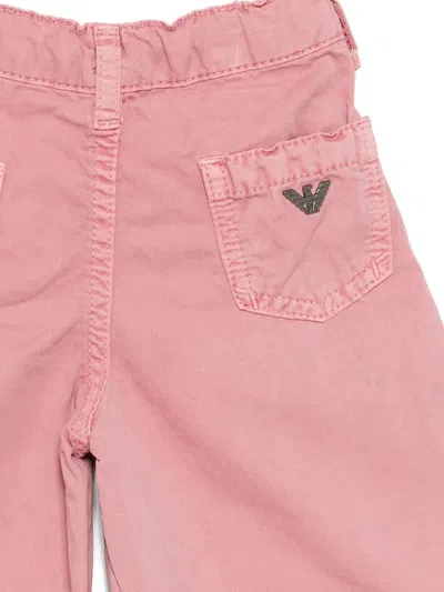 Emporio Armani Logo-plaque Cotton Trousers In Pink