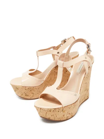 Pre-owned Casadei Vintage Patent T-bar Wedge Sandals