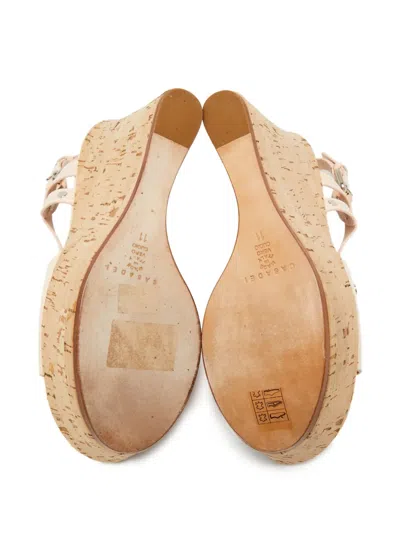 Pre-owned Casadei Vintage Patent T-bar Wedge Sandals