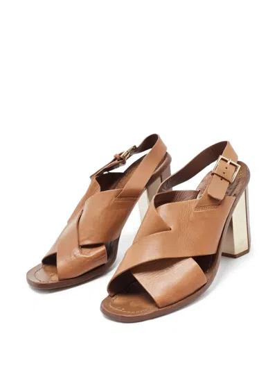 Pre-owned Tory Burch  100mm Cross-strap Block-heel Sandals