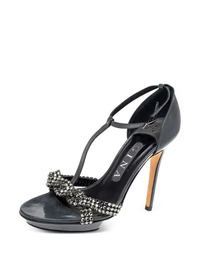 Pre-owned Gina  115mm T-strap Sandals