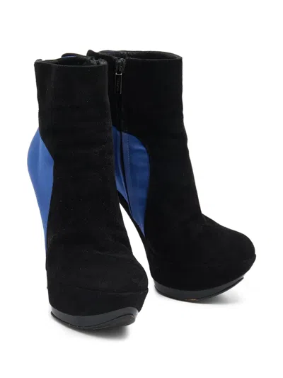 Pre-owned Casadei Vintage Satin-panelled Stiletto Boots