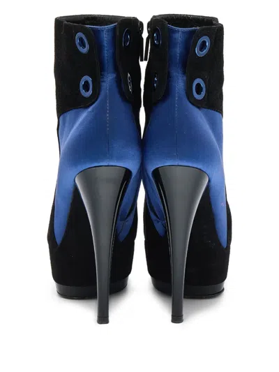 Pre-owned Casadei Vintage Satin-panelled Stiletto Boots