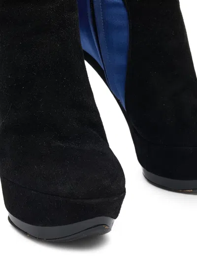 Pre-owned Casadei Vintage Satin-panelled Stiletto Boots