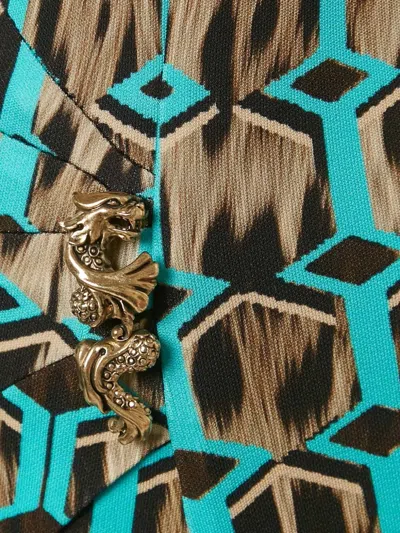 Pre-owned Roberto Cavalli Vintage 2024 Leopard Geometric Dress