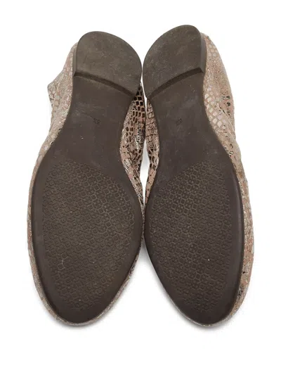 Pre-owned Tory Burch  Metallic Snake-effect Ballet Flats