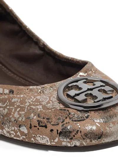 Pre-owned Tory Burch  Metallic Snake-effect Ballet Flats