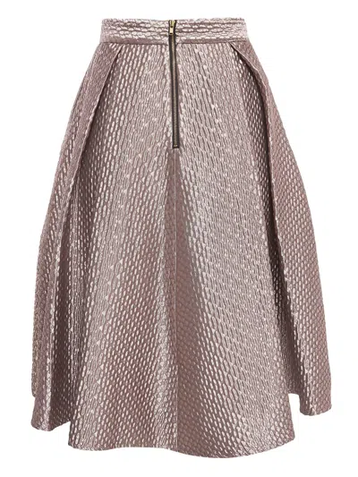 Pre-owned Self-portrait  Pleated Metallic Midi Skirt