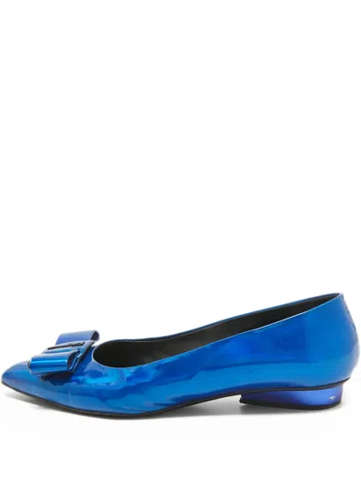 Pre-owned Ferragamo Viva Bow Ballet Flats
