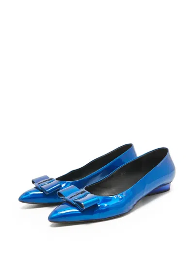 Pre-owned Ferragamo Viva Bow Ballet Flats