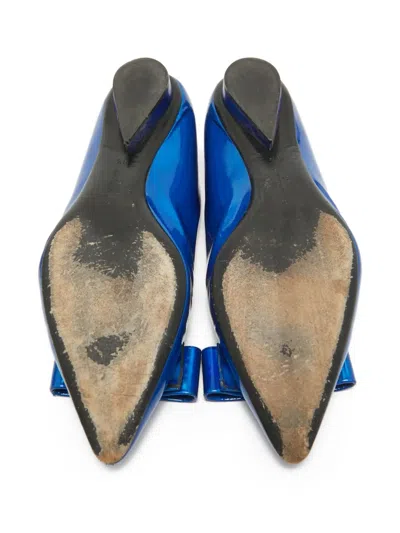 Pre-owned Ferragamo Viva Bow Ballet Flats