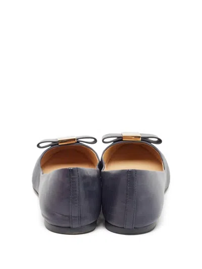 Pre-owned Tory Burch  Bow-detail Leather Ballet Flats