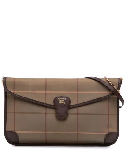 Pre-owned Burberry 20th Century Vintage Check Canvas Flap Satchel
