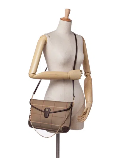 Pre-owned Burberry 20th Century Vintage Check Canvas Flap Satchel