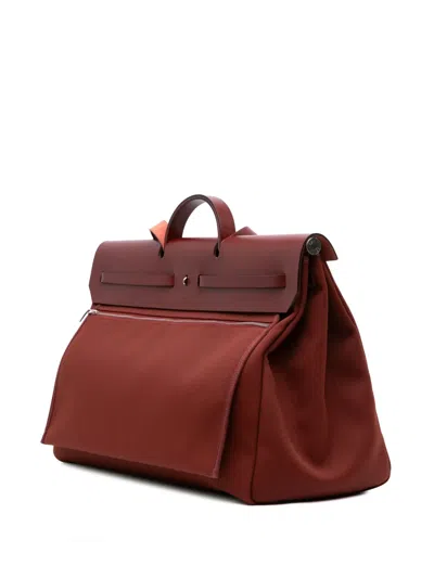 Pre-owned Hermes 2020 Toile Militaire Vache Hunter Herbag Zip 31 Satchel