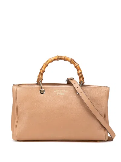 Pre-owned Gucci 2000-2015 Medium Calfskin Bamboo Shopper Satchel