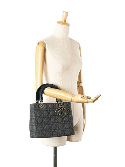 Pre-owned Dior 2001 Medium Denim Cannage Lady  Satchel