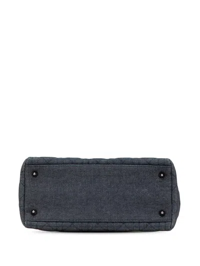 Pre-owned Dior 2001 Medium Denim Cannage Lady  Satchel
