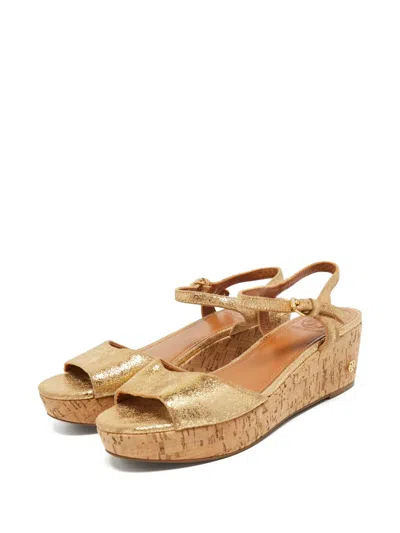 Pre-owned Tory Burch  60mm Abena Platform Wedge Sandals