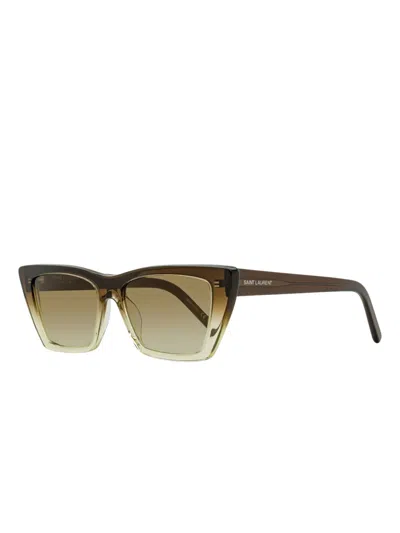 Saint Laurent Sl 276 Mica Ombre Rectangular Sunglasses In Green