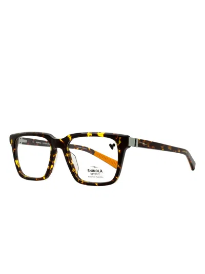 Shinola Sh15000 Flexon Rectangular Frames Eyeglasses In Brown