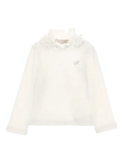 Monnalisa Ribbed-knit Jumper In White
