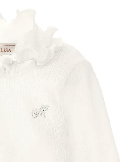 Monnalisa Ribbed-knit Jumper In White