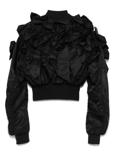 Viktor & Rolf Bow Bouquet Bomber Jacket In Black