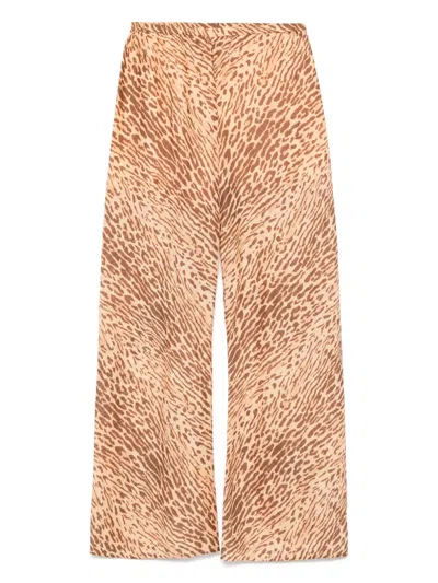 Zimmermann Mid-rise Tan Leopard Cotton Cascadian Bias Pants In Brown
