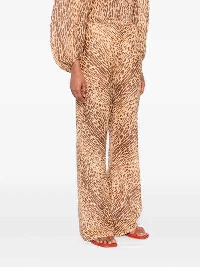 Zimmermann Mid-rise Tan Leopard Cotton Cascadian Bias Pants In Brown