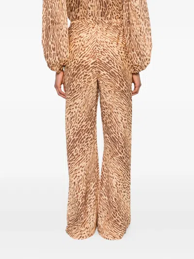 Zimmermann Mid-rise Tan Leopard Cotton Cascadian Bias Pants In Brown