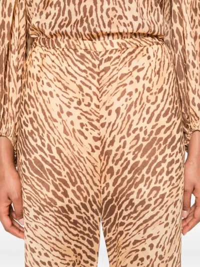 Zimmermann Mid-rise Tan Leopard Cotton Cascadian Bias Pants In Brown