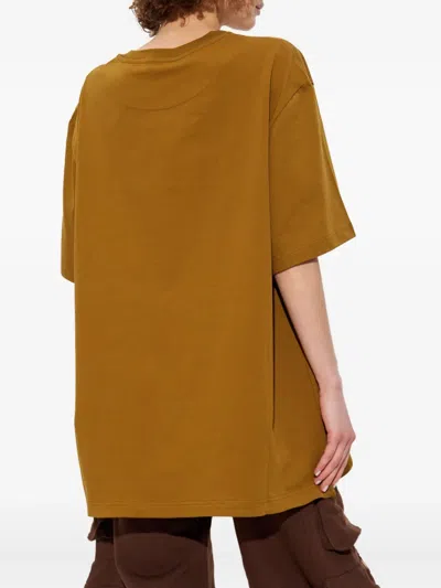 Attico Embroidered Logo T-shirt With Asymmetric Hem In Green