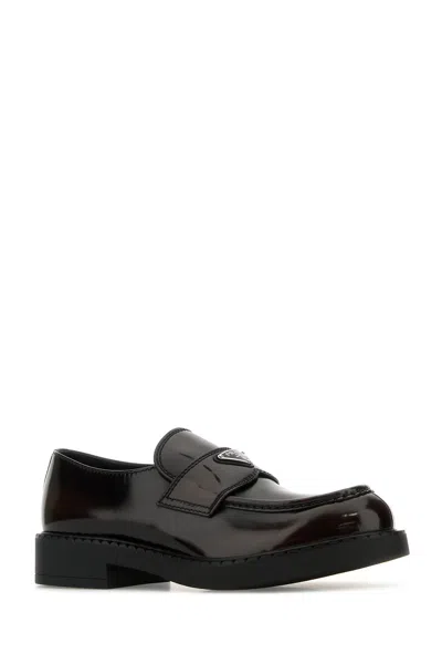 Prada Mocassini Chocolate In Pelle Testa Di Moro  Uomo