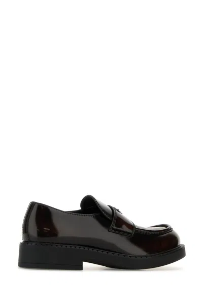 Prada Mocassini Chocolate In Pelle Testa Di Moro  Uomo