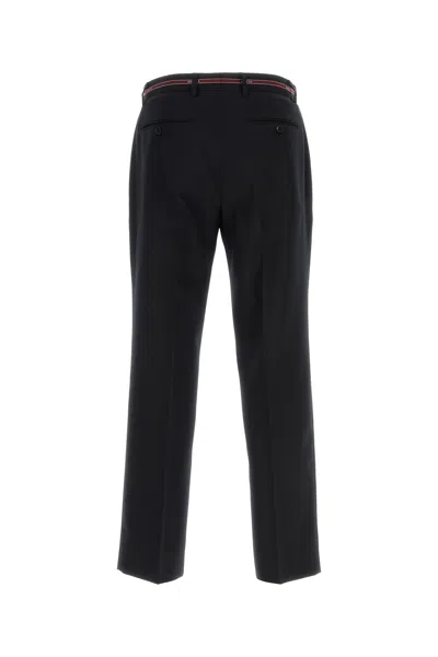 Gucci Pantalone In Lana Blu Notte Uomo In Black