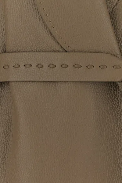 Fendi Belted Waist Leather Coat In Brown