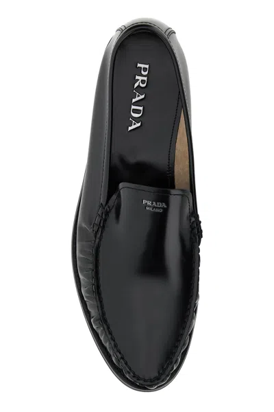 Prada Mocassini In Pelle Nera Uomo
