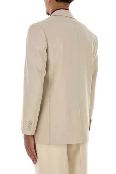 Saint Laurent Giacca In Lana Sabbia  Uomo In Neutral