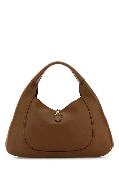 Gucci Borsa A Spalla  Softbit Grande In Pelle Marrone Donna