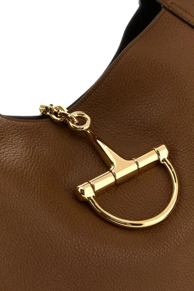 Gucci Borsa A Spalla  Softbit Grande In Pelle Marrone Donna